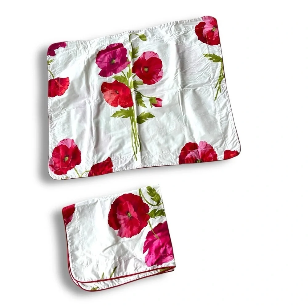 Bloom 100% Cotton Bedding Floral White/Orange Poppy Pattern Pillow Shams x 2